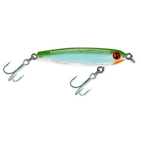 Mirrolure Mirroglass Suspending Twitchbait, 2 14, 316 Oz, Bayou Green BackPearl BellySilver 9MR-49